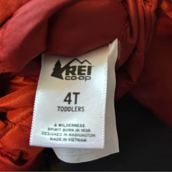 REI Kids Puffer Jacket - Maroon and Bright Orange - Picture 3 of 3